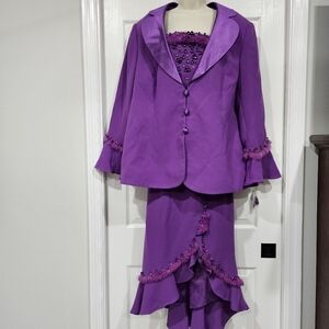 Elegant Purple Skirt Suit Set